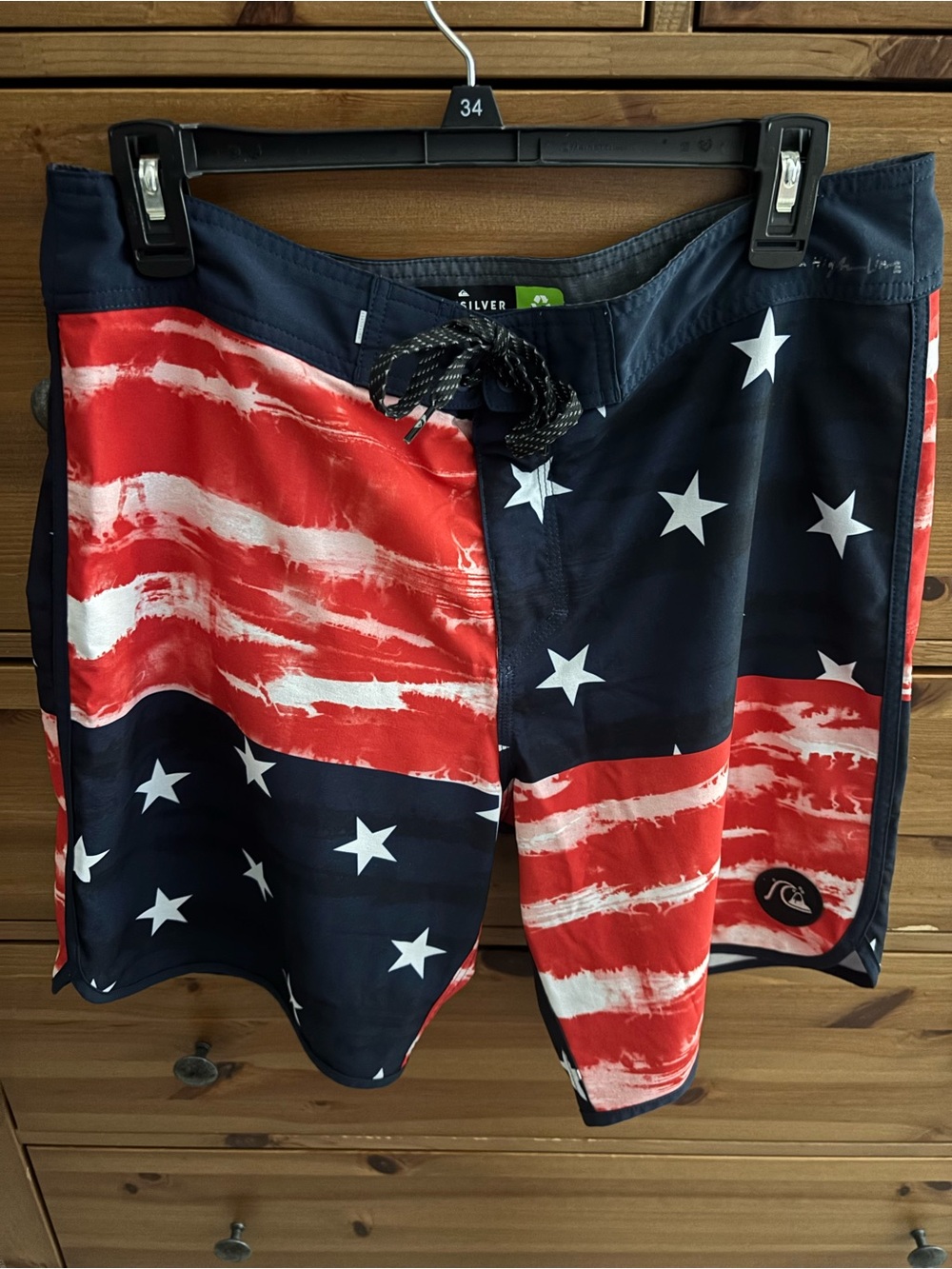 Quiksilver Men’s Red, Navy & White Star-Spangled Boardshorts - Picture 1 of 6